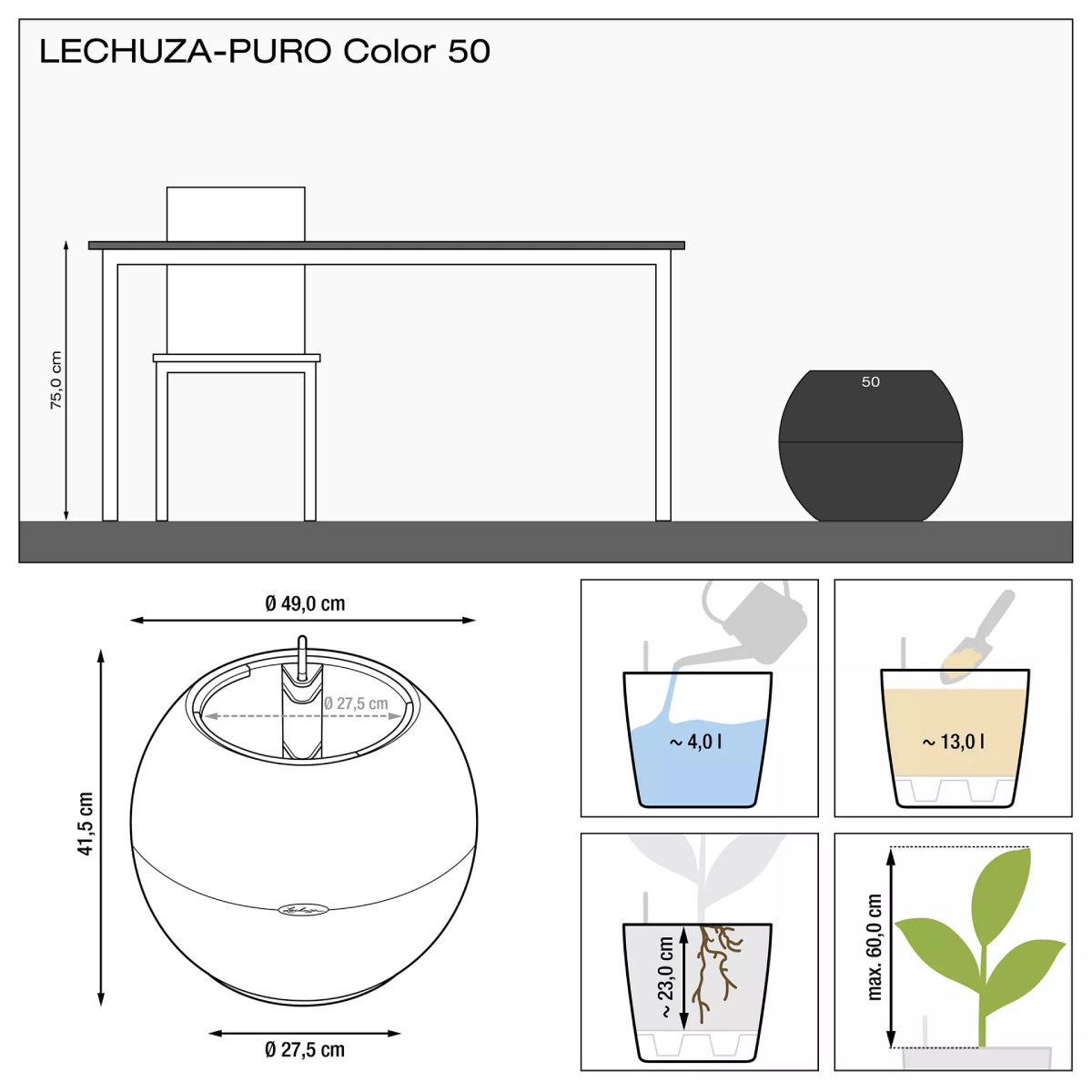 LECHUZA-PURO Color 50 white